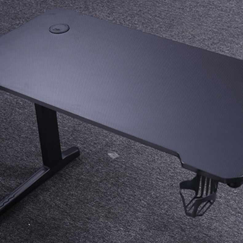 Black Wood Dormitory Gaming Desk Industrial T-Shape Gaming Desk