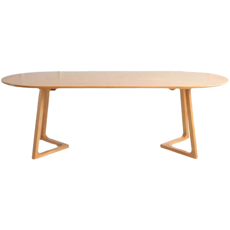 Solid Wood Oval Meeting Table Modern Office Working Desk with Wooden Legs