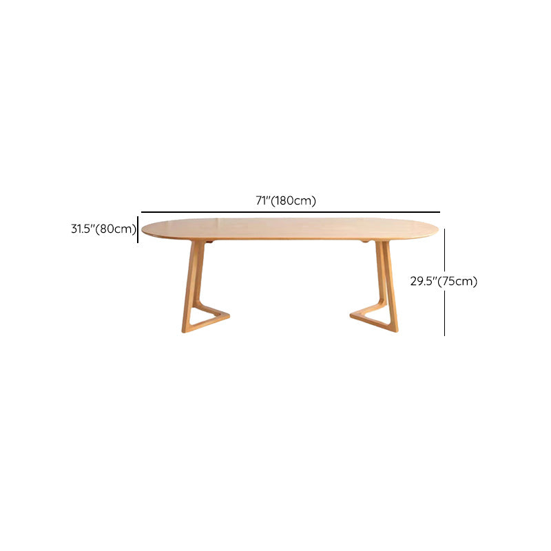 Solid Wood Oval Meeting Table Modern Office Working Desk with Wooden Legs