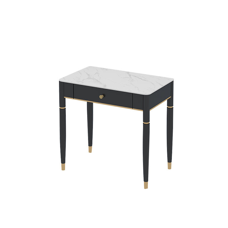 Contemporary Parsons Office Desk Black and White Writing Desk with Drawers