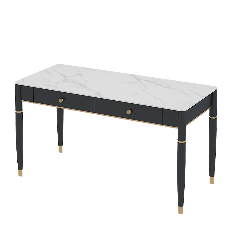 Contemporary Parsons Office Desk Black and White Writing Desk with Drawers