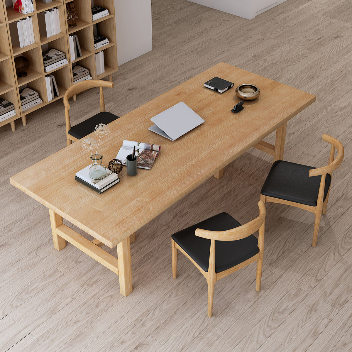 Rectangle Indoor Working Table Modern Solid Wood Meeting Desk