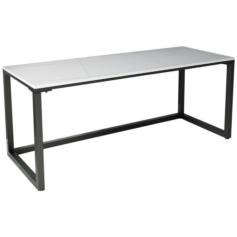 Industrial Grey Writing Desk Marble Office Desk with Metal Legs