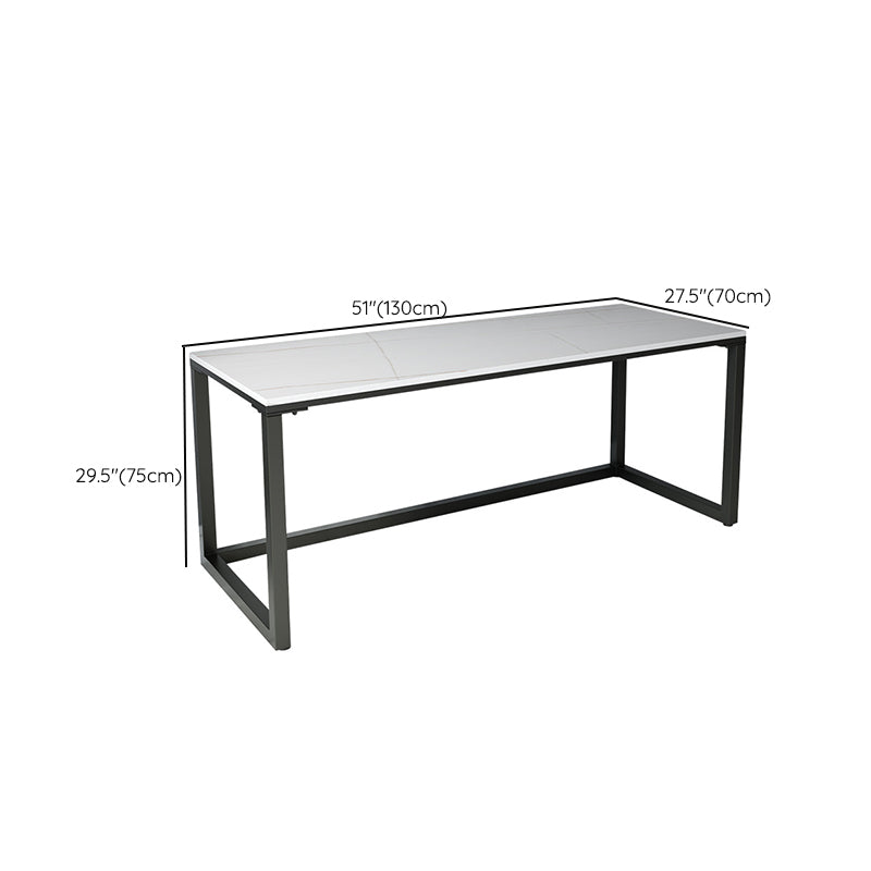 Industrial Grey Writing Desk Marble Office Desk with Metal Legs