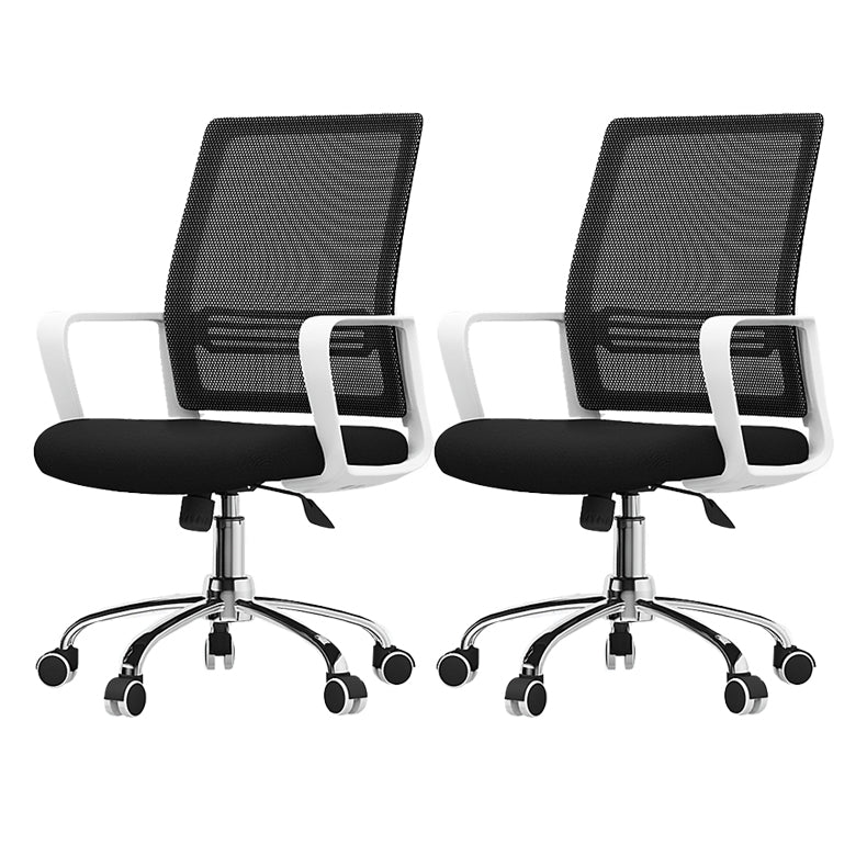 Contemporary Office Chair Microfiber Black Task Mid-Back Chair with Wheels