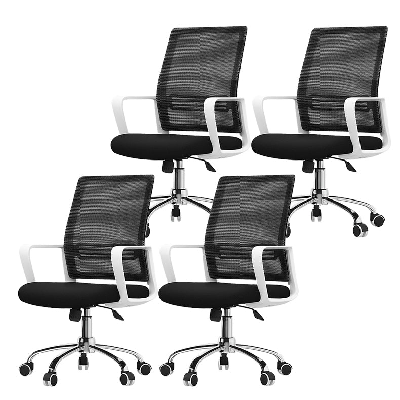 Contemporary Office Chair Microfiber Black Task Mid-Back Chair with Wheels