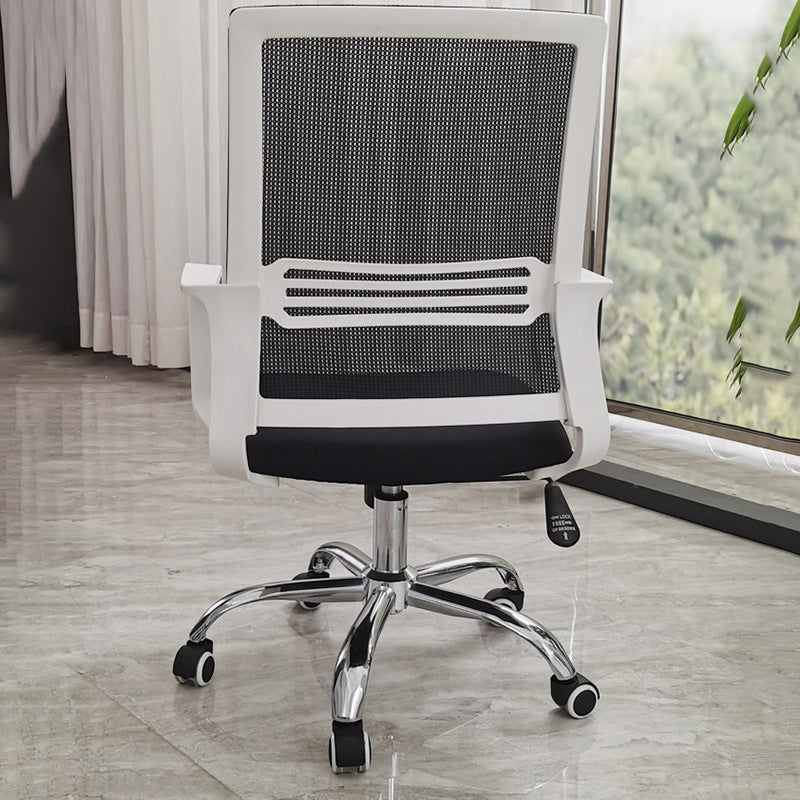 Contemporary Office Chair Microfiber Black Task Mid-Back Chair with Wheels