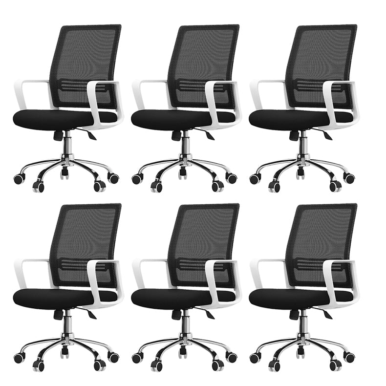 Contemporary Office Chair Microfiber Black Task Mid-Back Chair with Wheels