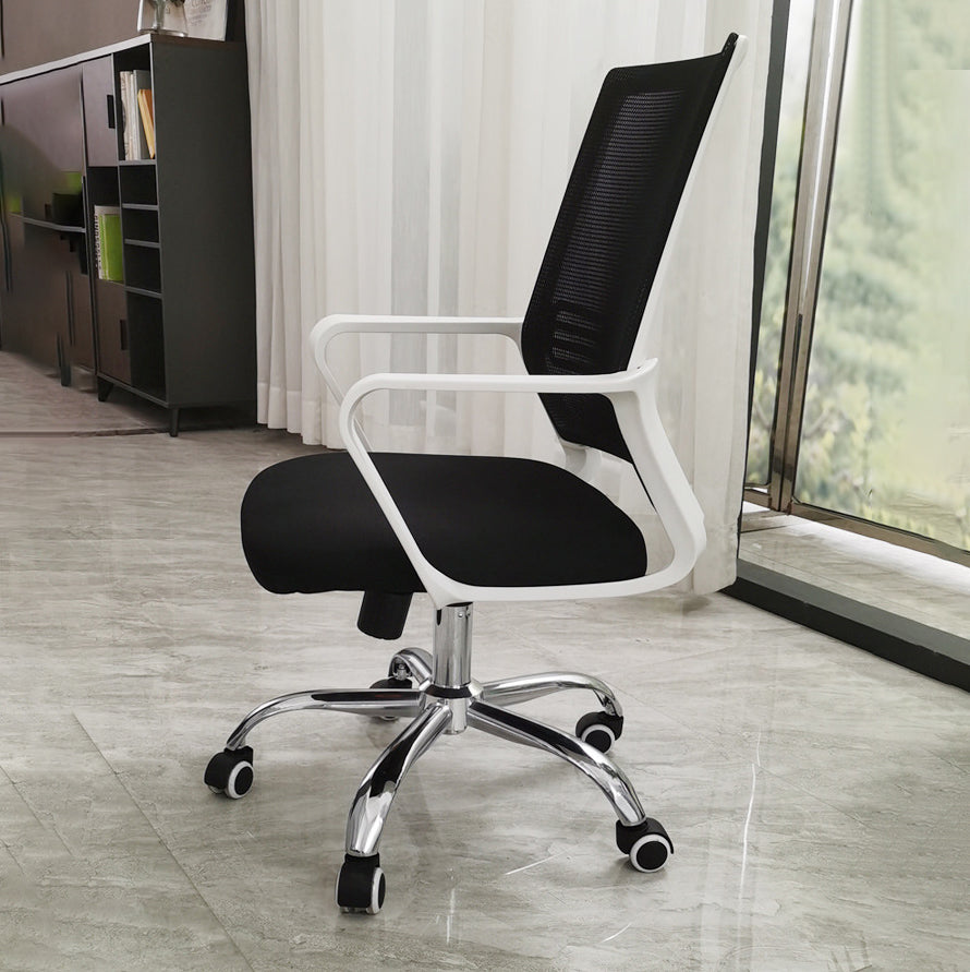 Contemporary Office Chair Microfiber Black Task Mid-Back Chair with Wheels