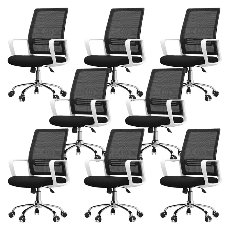 Contemporary Office Chair Microfiber Black Task Mid-Back Chair with Wheels