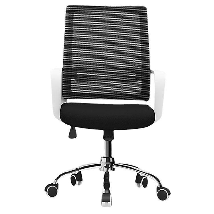 Contemporary Office Chair Microfiber Black Task Mid-Back Chair with Wheels