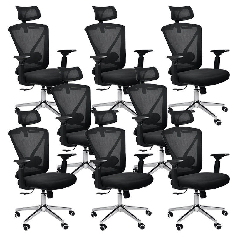 Modern & Contemporary Wheels Chair Microfiber Black High Back Chair