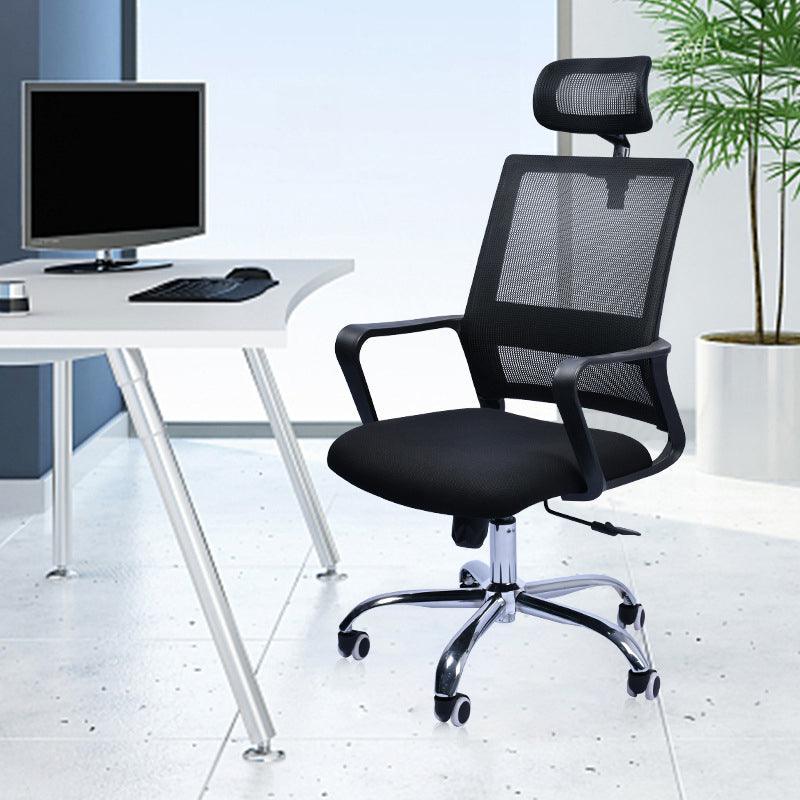 Contemporary Office Chair Fixed Arms Lumbar Support Conference Chair