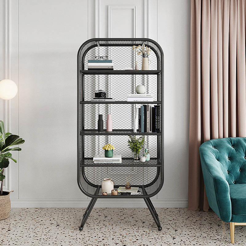 Vertical Metal Bookshelf Etagere Closed Back Shelf Bookcase for Home