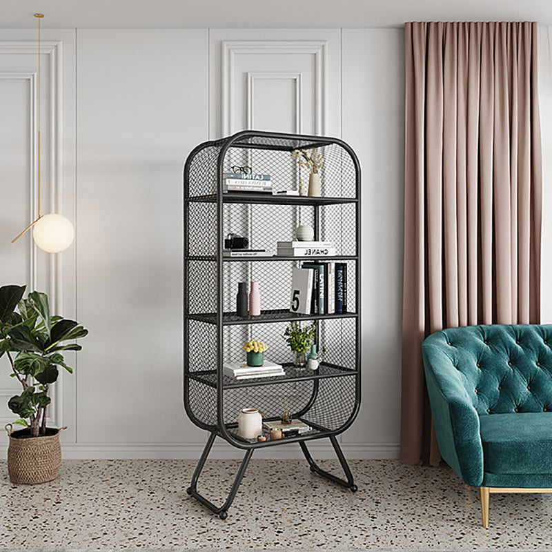 Vertical Metal Bookshelf Etagere Closed Back Shelf Bookcase for Home