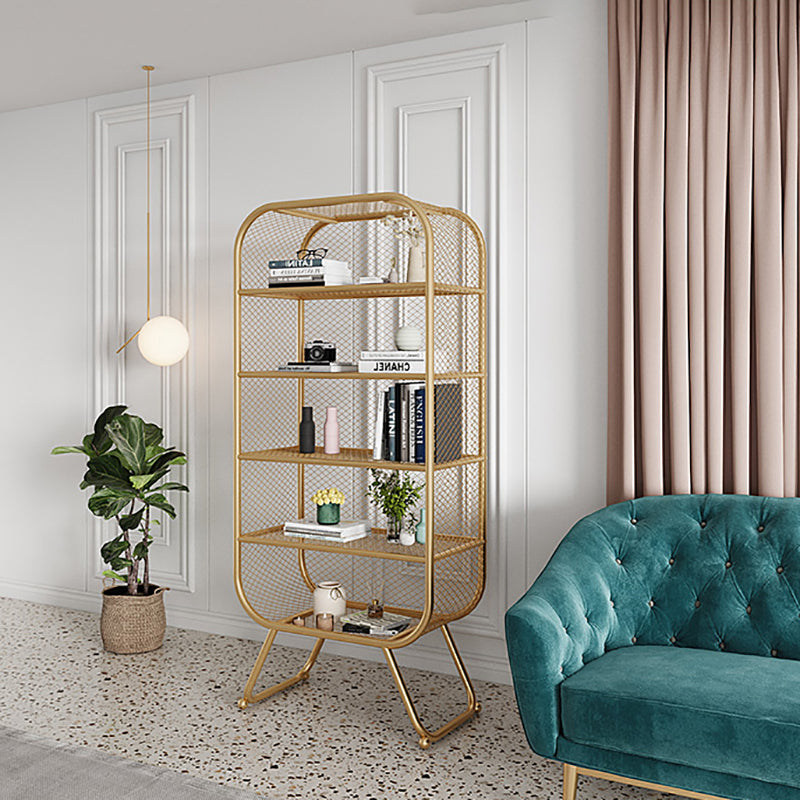 Vertical Metal Bookshelf Etagere Closed Back Shelf Bookcase for Home