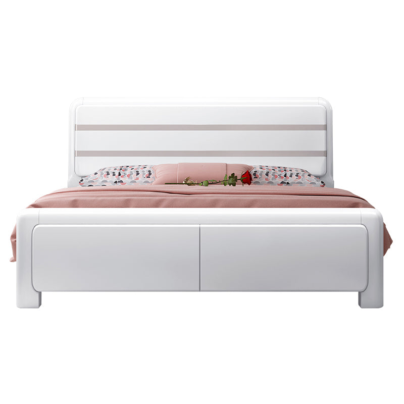 Contemporary Wood Standard Bed, Panel Rectangular Headboard Bed Frame
