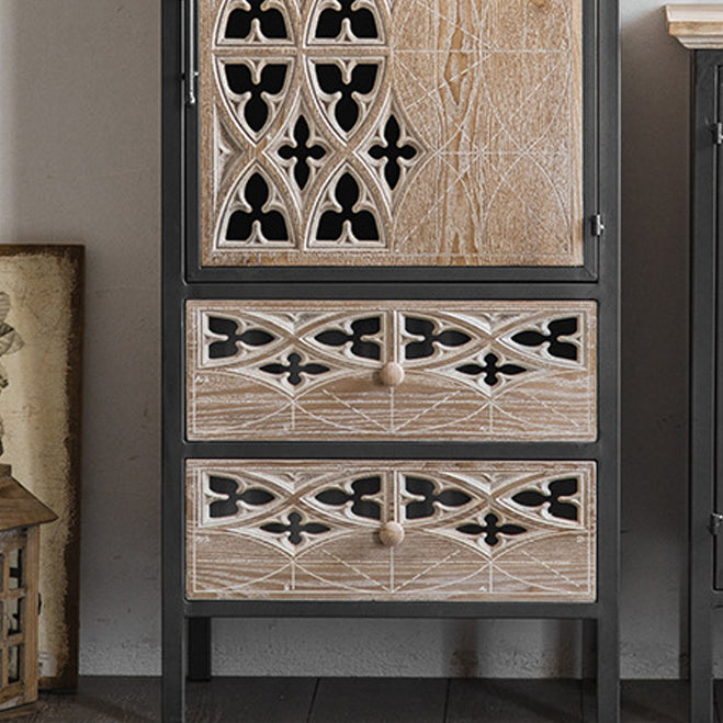 Industrial Accent Cabinet in Brown with Black Metal Legs Cabinet