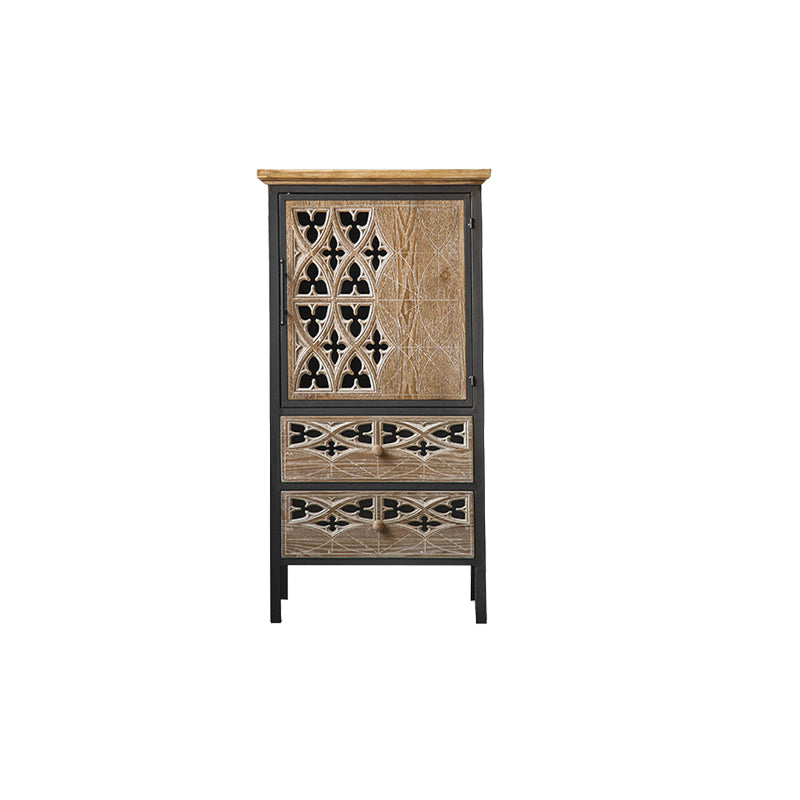 Industrial Accent Cabinet in Brown with Black Metal Legs Cabinet