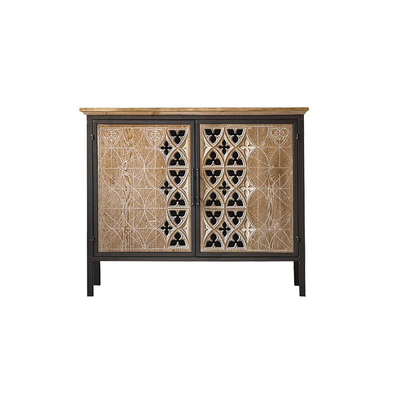 Industrial Accent Cabinet in Brown with Black Metal Legs Cabinet