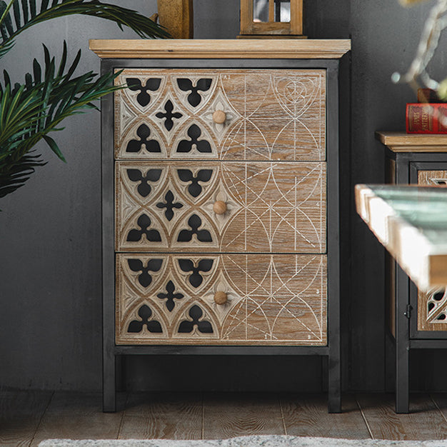 Industrial Accent Cabinet in Brown with Black Metal Legs Cabinet