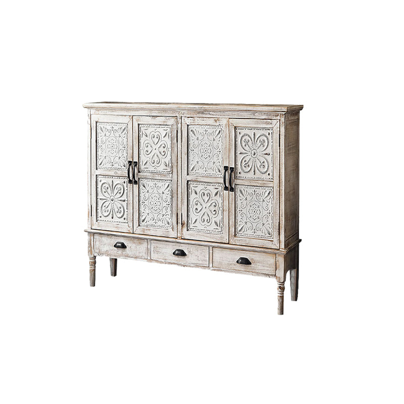 White Industrial Distressed Finish Cabinet with Drawer and Door