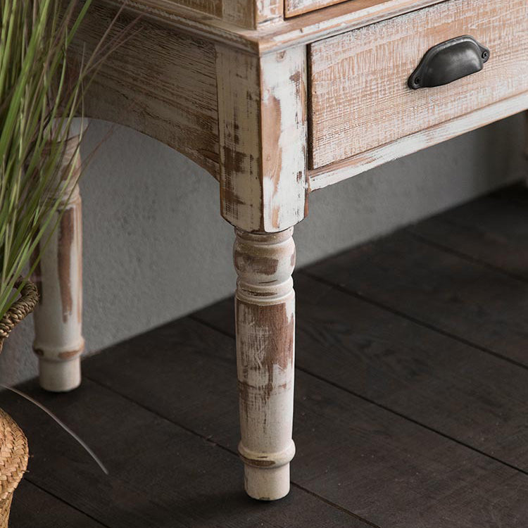 White Industrial Distressed Finish Cabinet with Drawer and Door