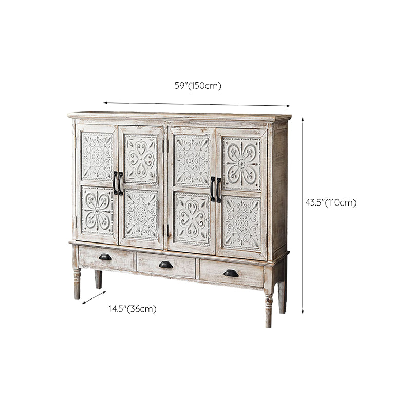 White Industrial Distressed Finish Cabinet with Drawer and Door