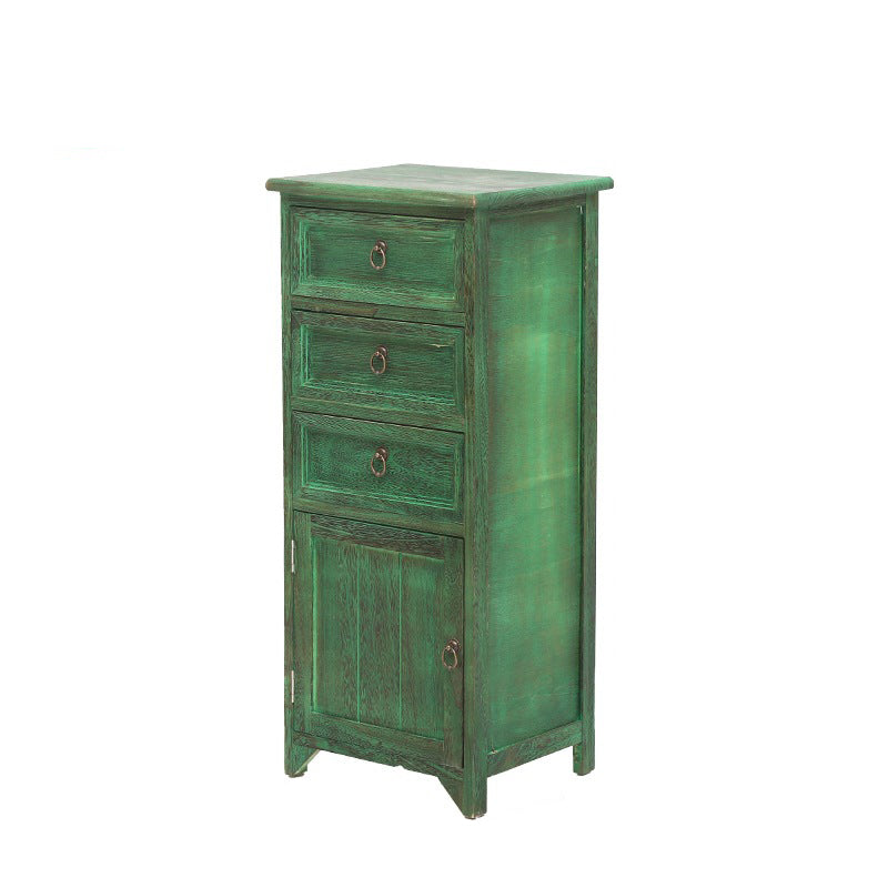 Industrial Distressed Finish Accent Cabinet with Drawers and Door