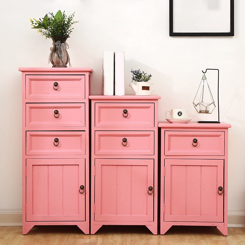 Industrial Distressed Finish Accent Cabinet with Drawers and Door