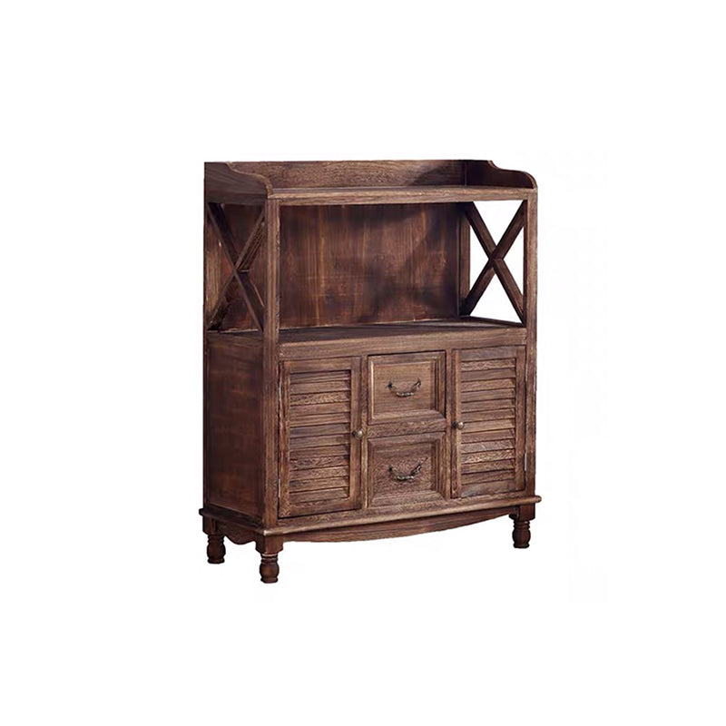 Solid Wood Accent Cabinet with 2 Drawers and Doors Storage Cabinet