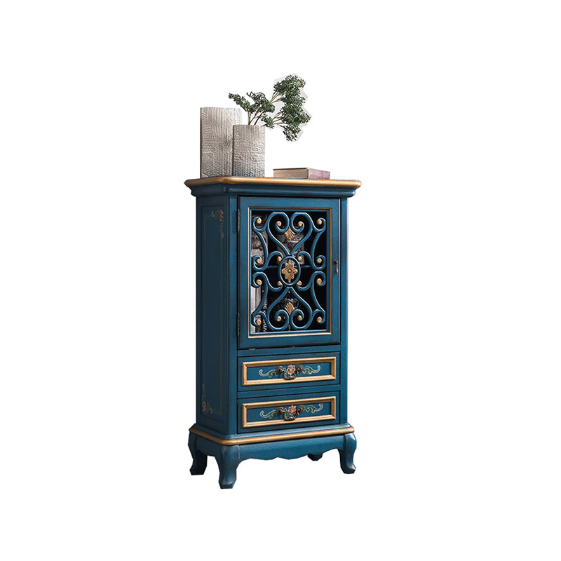 Industrial Accent Cabinet in Distressed Finish Wood with Door and Drawers