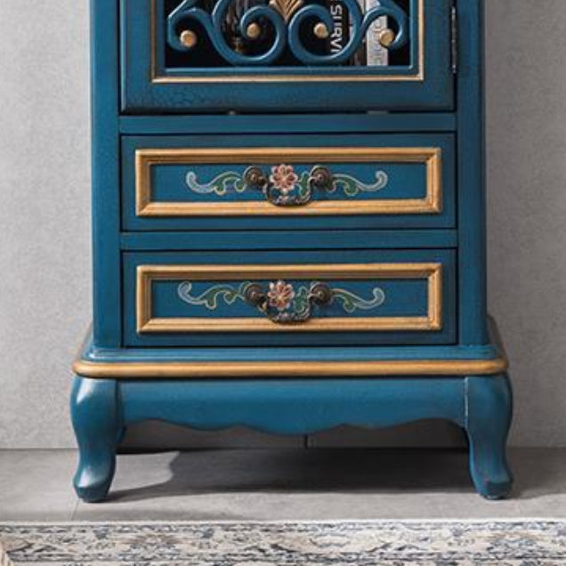 Industrial Accent Cabinet in Distressed Finish Wood with Door and Drawers