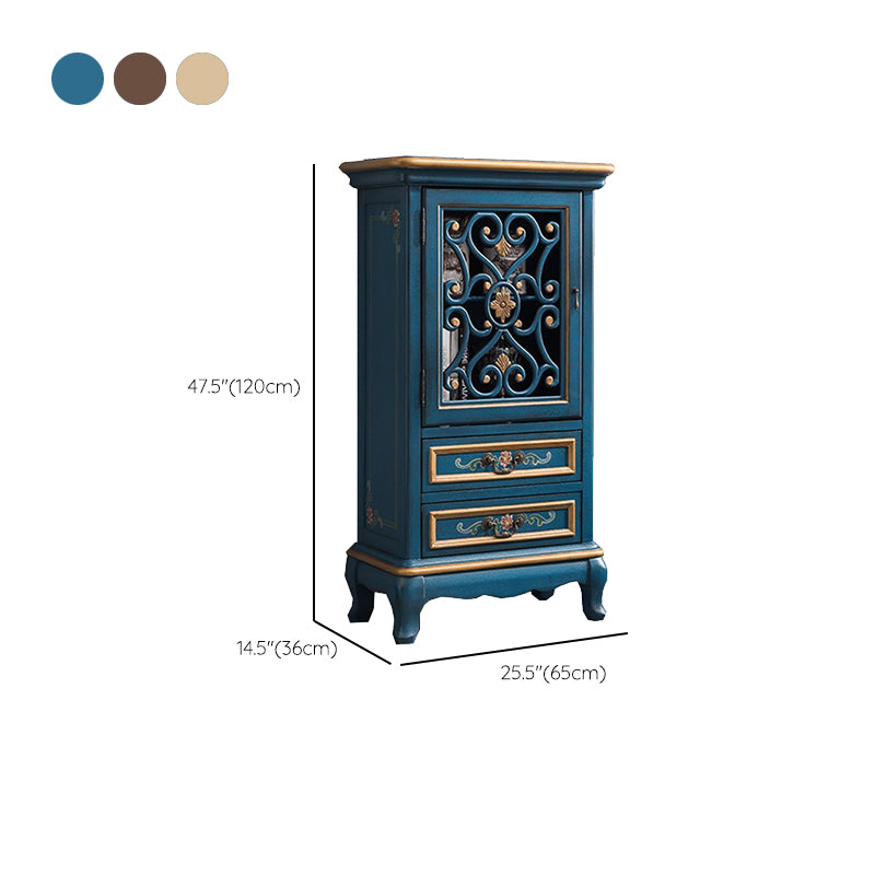 Industrial Accent Cabinet in Distressed Finish Wood with Door and Drawers