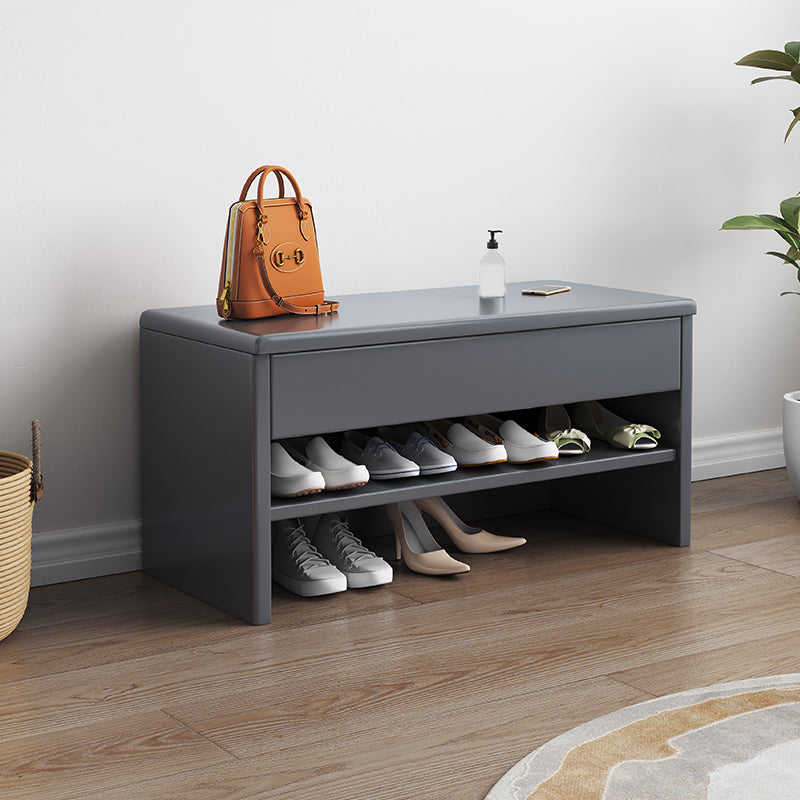 Modern Rubber Wood Bench Rectangle Storage Accent Bench with Drawers