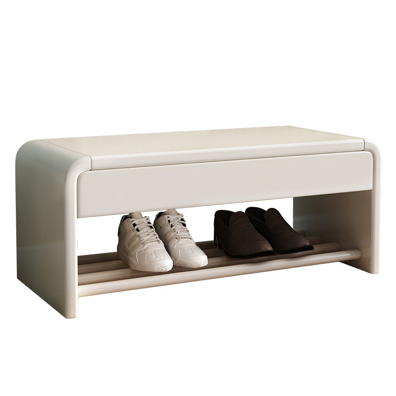 Contemporary Rubber Wood Bench Rectangle Storage Accent Bench with Drawer