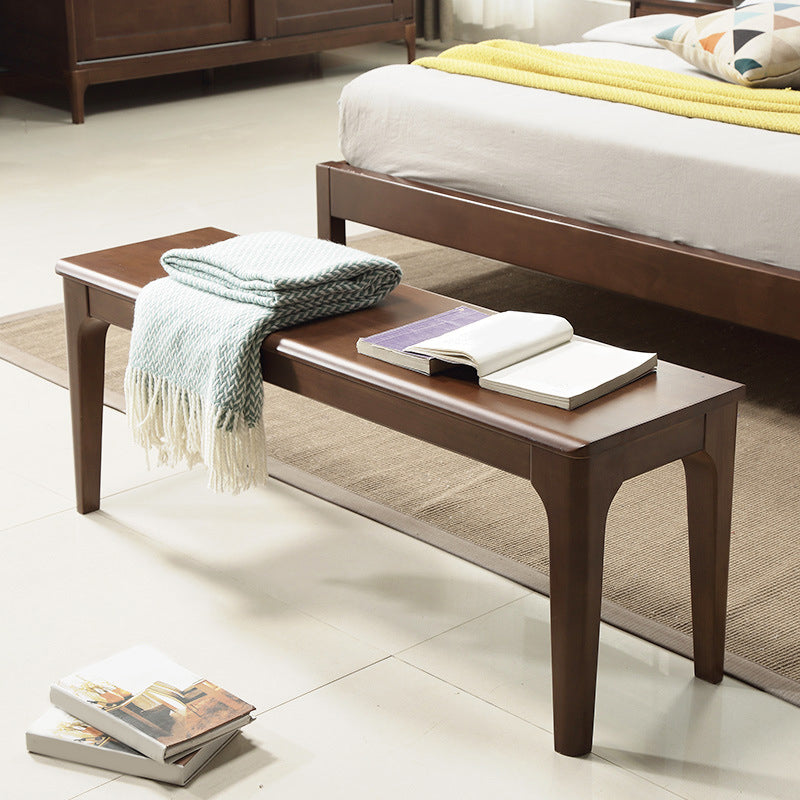 Modern Rubber Wood Bedroom Bench 17.7" Height Bench with Legs