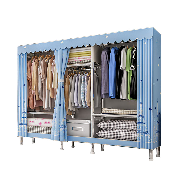 Steel Wardrobe Closet with Legs Modern Wardrobe Armoire with Shelves