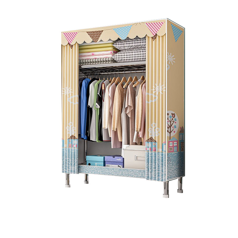 Steel Wardrobe Closet with Legs Modern Wardrobe Armoire with Shelves