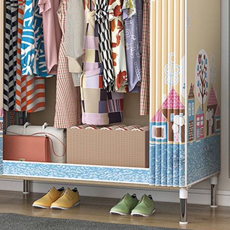 Steel Wardrobe Closet with Legs Modern Wardrobe Armoire with Shelves