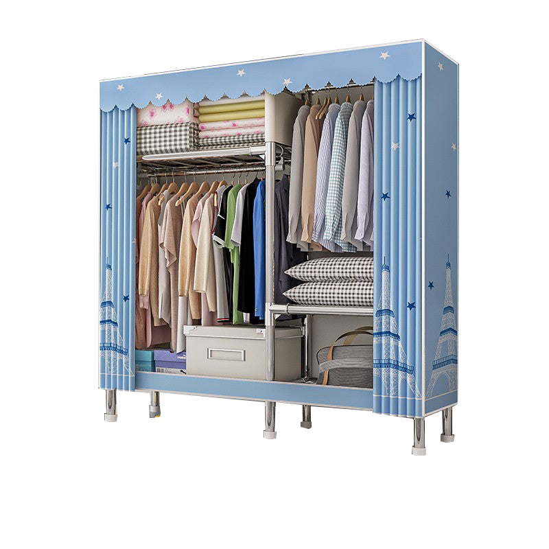 Steel Wardrobe Closet with Legs Modern Wardrobe Armoire with Shelves