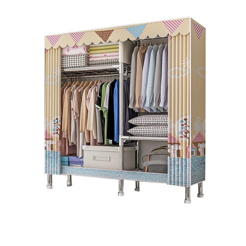 Steel Wardrobe Closet with Legs Modern Wardrobe Armoire with Shelves