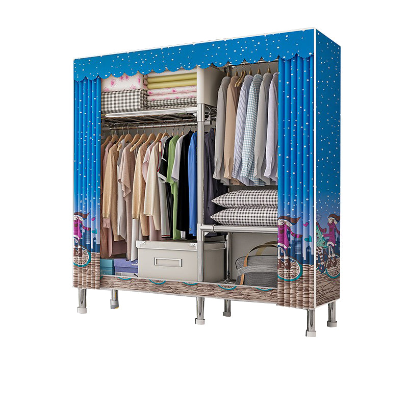 Steel Wardrobe Closet with Legs Modern Wardrobe Armoire with Shelves