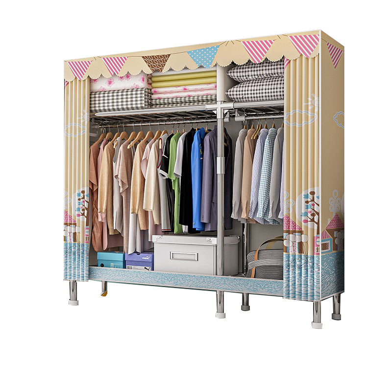 Steel Wardrobe Closet with Legs Modern Wardrobe Armoire with Shelves