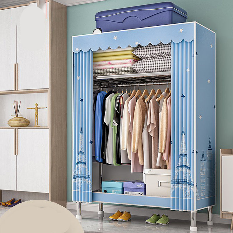 Steel Wardrobe Closet with Legs Modern Wardrobe Armoire with Shelves