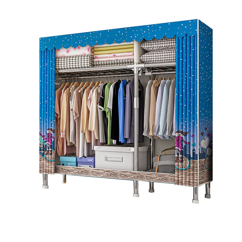 Steel Wardrobe Closet with Legs Modern Wardrobe Armoire with Shelves