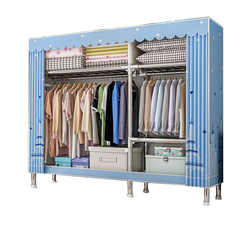 Steel Wardrobe Closet with Legs Modern Wardrobe Armoire with Shelves