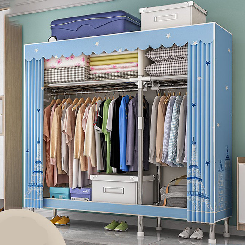 Steel Wardrobe Closet with Legs Modern Wardrobe Armoire with Shelves