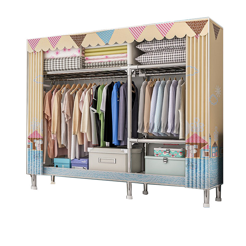 Steel Wardrobe Closet with Legs Modern Wardrobe Armoire with Shelves