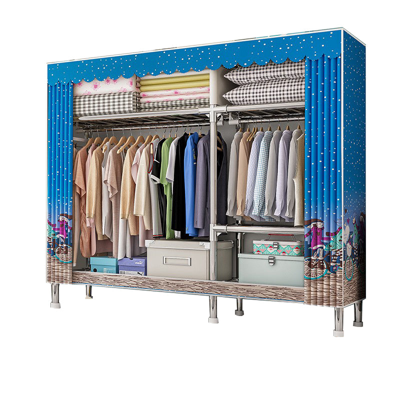 Steel Wardrobe Closet with Legs Modern Wardrobe Armoire with Shelves